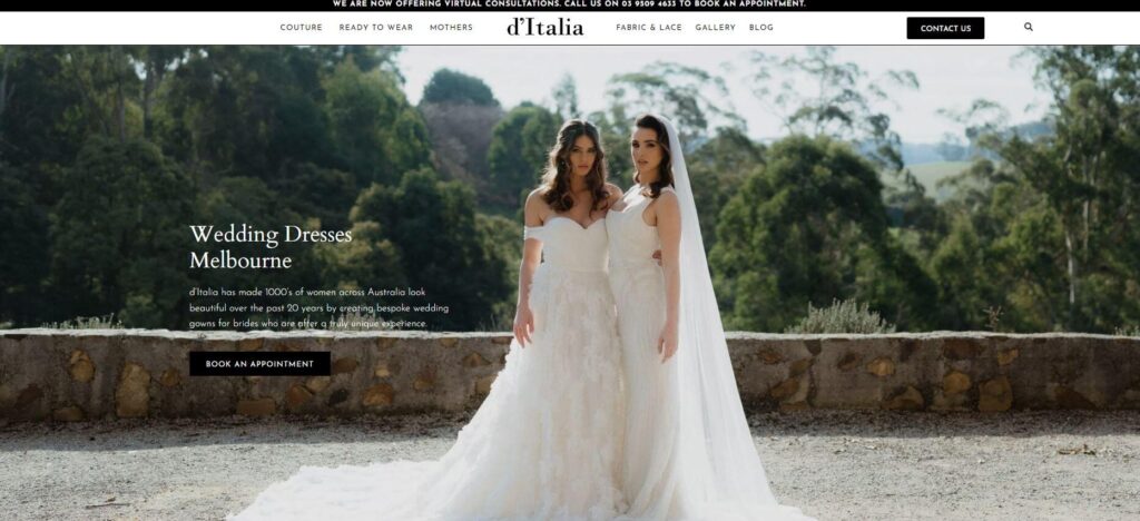 d'italia wedding dress designer shop melbourne