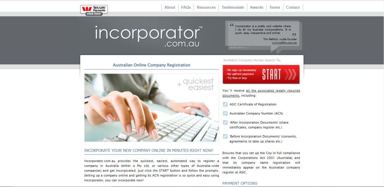 incorporator online company registrations australia